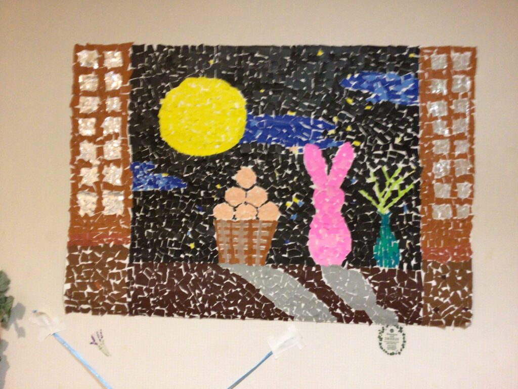 【西2丁目】ちぎり絵は完成。